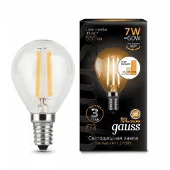 Gauss LED Filament Шар E14 7W 550lm 2700K step dimmable 1/10/50 арт. 105801107-S