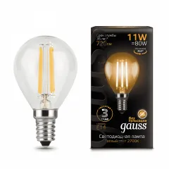 Gauss LED Filament Шар E14 11W 720lm 2700K 1/10/50
