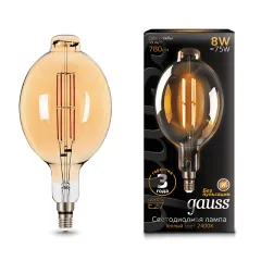 Gauss LED Vintage Filament BT180 8W E27 180*360mm Golden 780lm 2400K 1/6