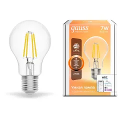 Лампа светодиодная филаментная Gauss Smart Home DIM E27 A60 7 Вт 1/10/40