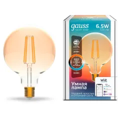 Лампа светодиодная филаментная Gauss Smart Home DIM+CCT E27 G95 Golden 6,5 Вт 2000-5500 К 1/40