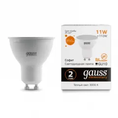 Фото характеристики размеры Лампа Gauss Elementary MR16 11W 850lm 3000K GU10 LED арт. 13611