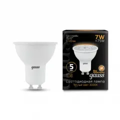 Фото характеристики Лампа Gauss MR16 7W 600lm 3000K GU10 LED арт. 101506107