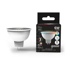 Фото Лампа Gauss MR16 6W GU5.3 RGBW+димирование LED 1/100 Артикул: 101105406