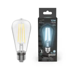 Фото Лампа Gauss Filament ST64 10W 970lm 4100К Е27 LED 1/10/40 Артикул: 157802210