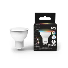 Фото Лампа Gauss MR16 6W GU10 RGBW+димирование LED 1/100 Артикул: 101106406