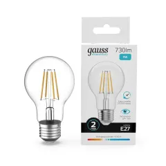 Лампа Gauss Filament Elementary А60 9W 730lm 4100К Е27 LED 1/10/50
Артикул: 22229