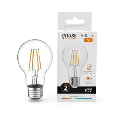 Лампа Gauss Filament Elementary А60 7W 530lm 2700К Е27 LED 1/10/50
Артикул: 22217