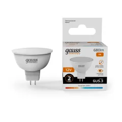 Фото Лампа Gauss Elementary MR16 12V 9W 680lm 3000K GU5.3 LED 1/10/100  Артикул: 11519
