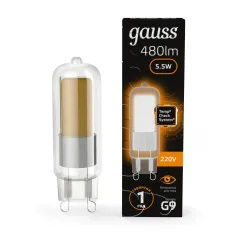 Фото Лампа Gauss G9 AC220-240V 5.5W 480lm 3000K стекло LED 1/10/200 Артикул: 107809105