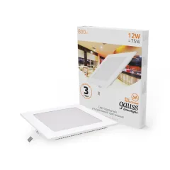 Фото Светильник Gauss Slim квадрат 12W 800lm 3000K 180-265V IP20 монтаж Ø155*155 170*170*22 LED 1/20 Артикул: 940111112