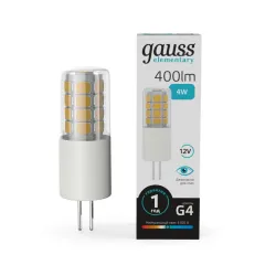 Фото Лампа Gauss Elementary G4 12V 4W 400lm 4100K керамика LED 1/10/200 Артикул: 10724
