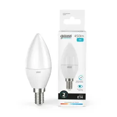 Фото Лампа Gauss Elementary Свеча 6W 450lm 4100K Е14 LED 1/10/100 Артикул: 33126