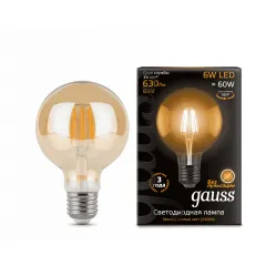 Gauss LED Filament G95 E27 6W Golden 2400K 1/20 арт. 105802006