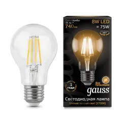 Gauss LED Filament A60 E27 8W 2700К 1/10/40 арт. 102802108