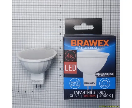 Brawex MR16 4W 220-240V 4000K GU5.3 арт. 3607J-MR16k1-4N Brawex MR16 4W 220-240V 4000K GU5.3 арт. 3607J-MR16k1-4N