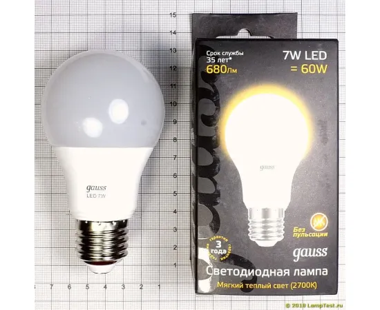 Gauss LED A60 E27 7W 2700K 1/40 арт. 102502107