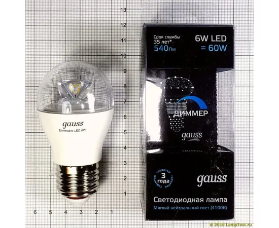 Gauss LED Globe-dim Crystal Clear E27 6W 4100K диммируемая 1/10/50 арт. 105202206-D Gauss LED Globe-dim Crystal Clear E27 6W 4100K диммируемая 1/10/50 арт. 105202206-D