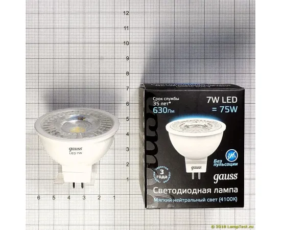 Фото Лампа Gauss MR16 7W 630lm 4100K GU5.3 LED 1/10/100 Артикул: 101505207