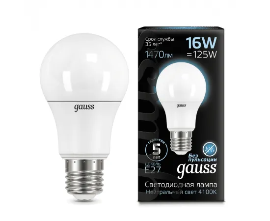 Gauss LED A60 16W E27 1470lm 4100K 1/10/50