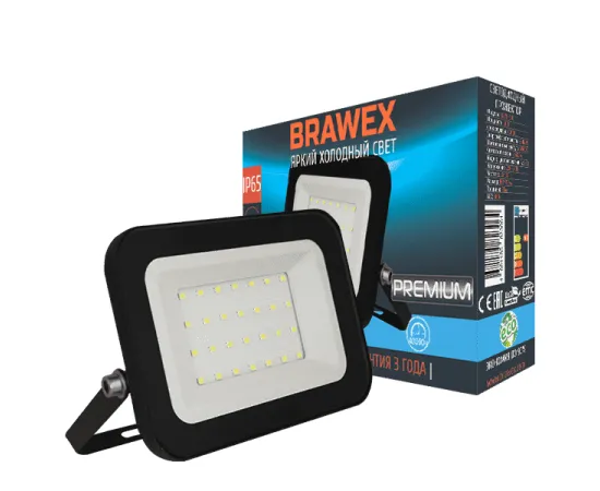 Прожектор Brawex LED 30W 6500K IP65 черный арт. LG178-30D