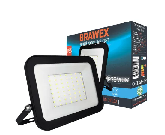 Прожектор Brawex LED 50W 6500K IP65 черный арт. LG178-50D