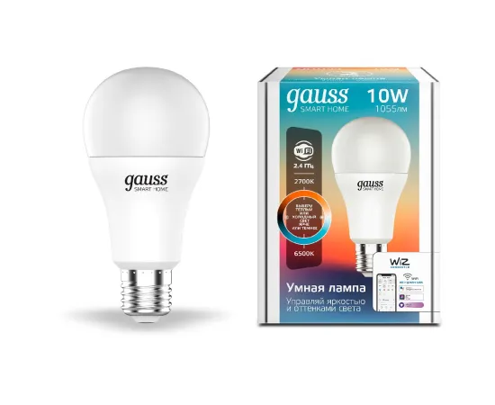 Лампа Светодиодная Gauss Smart Home DIM+CCT E27 A60 10 Вт 1/10/100
