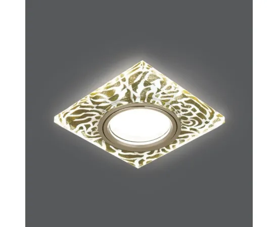 Точечный светильник Gauss Backlight BL063 Квадрат. Золотой узор/Золото, Gu5.3, LED 2700K 1/40