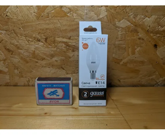 Gauss LED Elementary Candle 6W E14 2700K арт. 33116 Упаковка