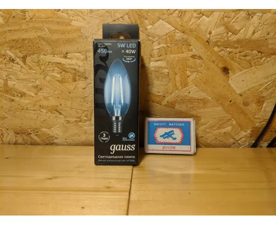 Gauss LED Filament Candle E14 5W 4100К 1/10/50 арт. 103801205 Упаковка
