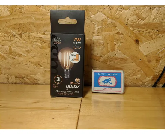 Gauss LED Filament Шар E14 7W 550lm 2700K step dimmable 1/10/50 арт. 105801107-S Упаковка
