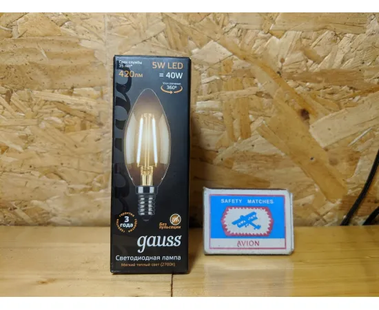 Gauss LED Filament Candle E14 5W 2700К 1/10/50 арт. 103801105 Характеристики