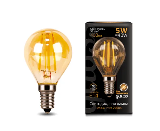 Gauss Filament Шар 5W 400lm 2700К Е14 golden LED арт. 105801005