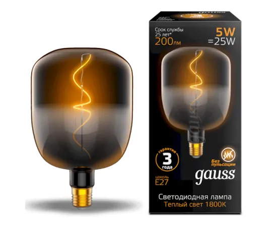 Gauss LED Filament V140-DC Black-Clear 5W E27 200lm 1800K 140*204mm 1/6