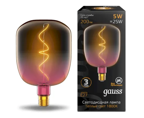Gauss LED Filament Flexible V140-DC Pink-Clear E27 5W 200lm 1800K 140*200mm 1/6