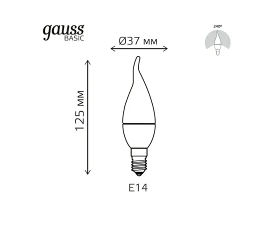 Лампа Gauss Basic Свеча на ветру 5,5W 400lm 3000K E14 LED 1/10/50
Артикул: 1034116 Лампа Gauss Basic Свеча на ветру 5,5W 400lm 3000K E14 LED 1/10/50
Артикул: 1034116