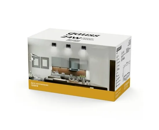 Gauss светильник накладной HD033 24W (черный/черный) 3000K 180x100*100мм арт. HD033 коробка