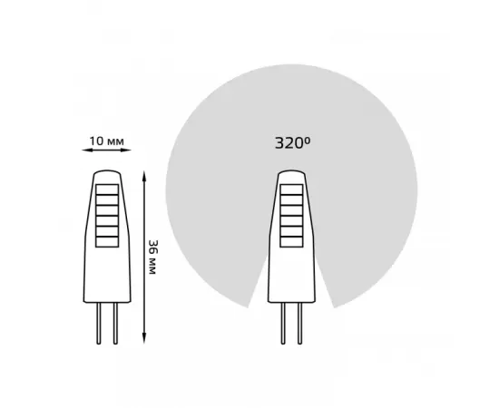 Фото характеристики Лампа Gauss G4 12V 2W 190lm 3000K силикон LED арт. 207707102