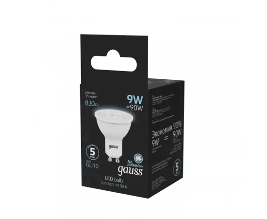 Фото характеристики Лампа Gauss MR16 9W 830lm 4100K GU10 LED арт. 101506209
