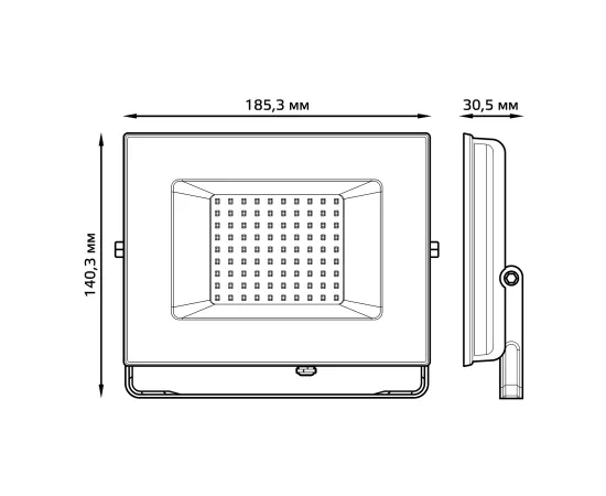 Фото размеры Прожектор Gauss Elementary 50W 4500lm 6500К 200-240V IP65 черный LED арт. 613100350