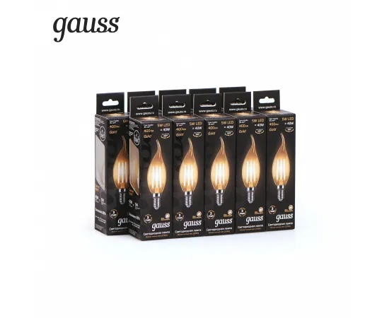 Gauss LED Filament Candle tailed E14 5W 2700K Golden 1/10/50 арт. 104801005