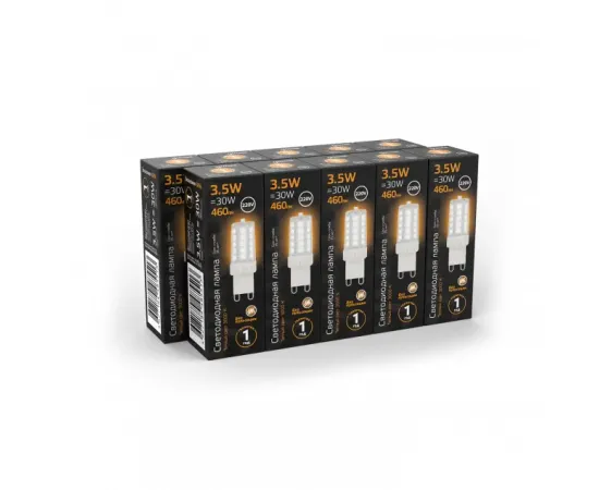 Фото характеристики Лампа Gauss G9 AC185-265V 3,5W 460lm 3000K керамика LED арт. 107009105 Фото характеристики Лампа Gauss G9 AC185-265V 3,5W 460lm 3000K керамика LED арт. 107009105