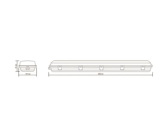 Светильник линейный Gauss СПП-Т8-G13 INDUSTRY 220-230V IP65 660*107*61мм для LED ламп 2х600мм 1/8, изображение 5 Светильник линейный Gauss СПП-Т8-G13 INDUSTRY 220-230V IP65 660*107*61мм для LED ламп 2х600мм 1/8, изображение 5
