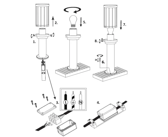 Фото установка Светильник садово-парковый Gauss Vega столб 10.5*80cm, 170-240V / 50Hz, 1xE27, Max.60W, IP: 54 арт. GD024 Фото установка Светильник садово-парковый Gauss Vega столб 10.5*80cm, 170-240V / 50Hz, 1xE27, Max.60W, IP: 54 арт. GD024