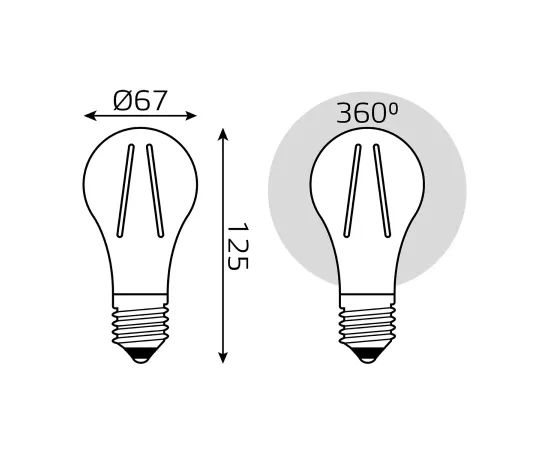 Фото Лампа Gauss Filament А70 30W 3000lm 2700К Е27 LED арт. 102902130