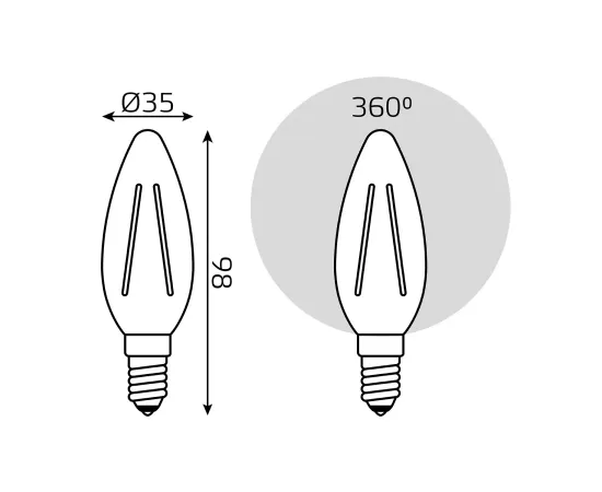 Фото Лампа Gauss Filament Свеча 13W 1150lm 4100К Е14 LED 1/10/50 Артикул: 103801213