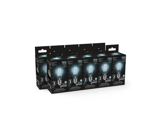 Фото Лампа Gauss Filament А60 18W 1650lm 4100К Е27 LED 1/10/40 Артикул: 102902218