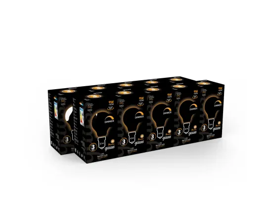 Лампа Gauss Filament Шар 9W 590lm 3000К Е14 milky диммируемая LED 1/10/50, изображение 4