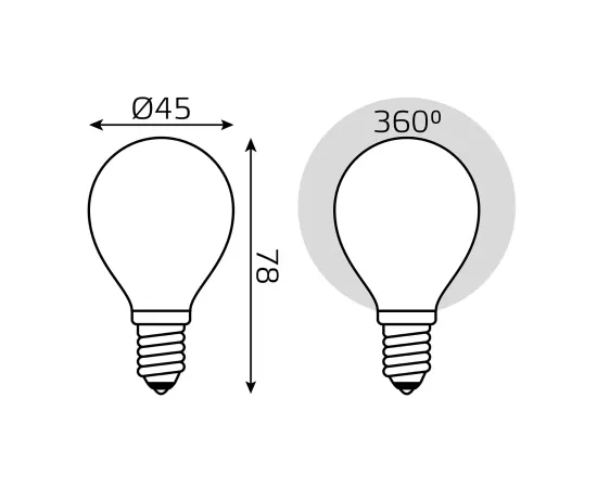 Лампа Gauss Filament Шар 9W 590lm 3000К Е14 milky диммируемая LED 1/10/50, изображение 5