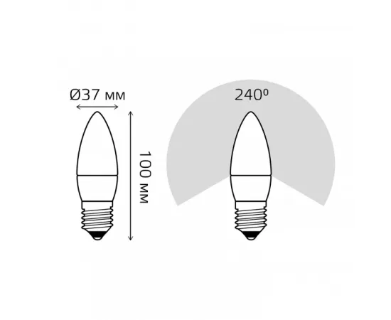Фото характеристики Лампа Gauss Свеча 9.5W 950lm 4100К E27 LED арт. 103102210